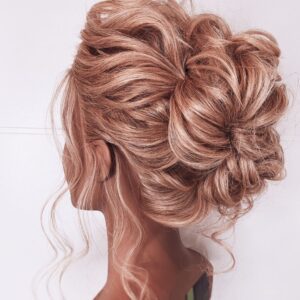 bridal updo hairstyle on mannequin