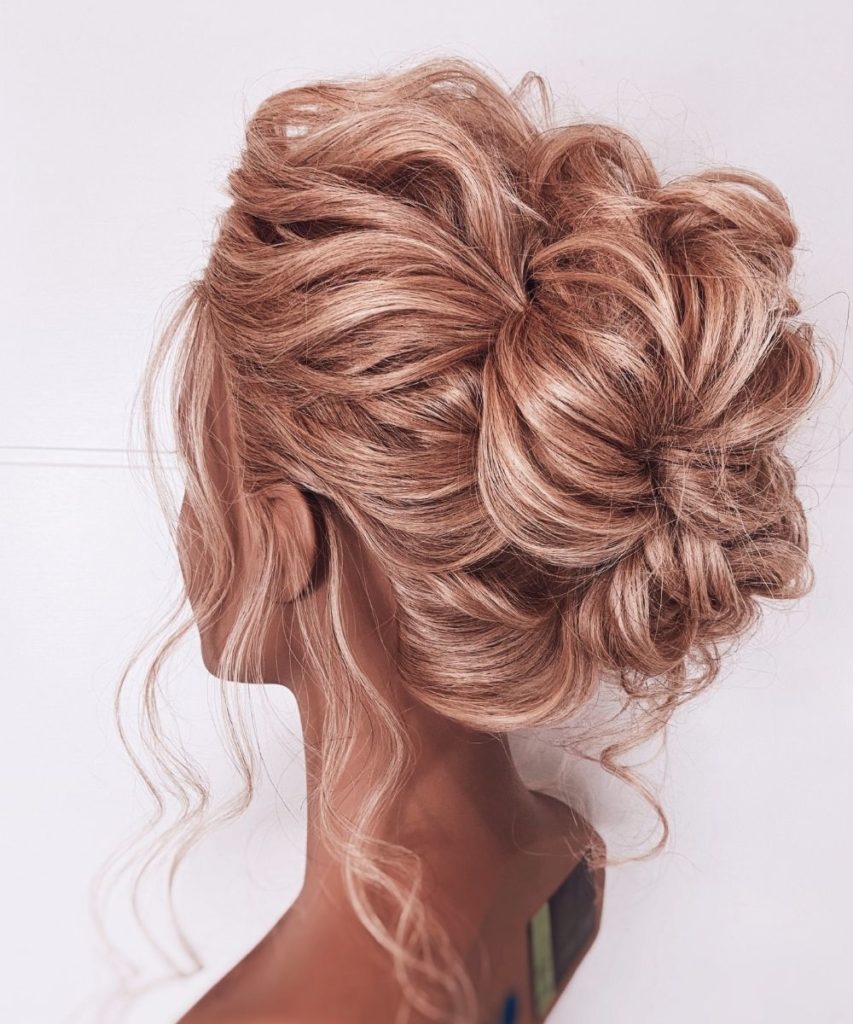 bridal updo hairstyle on mannequin